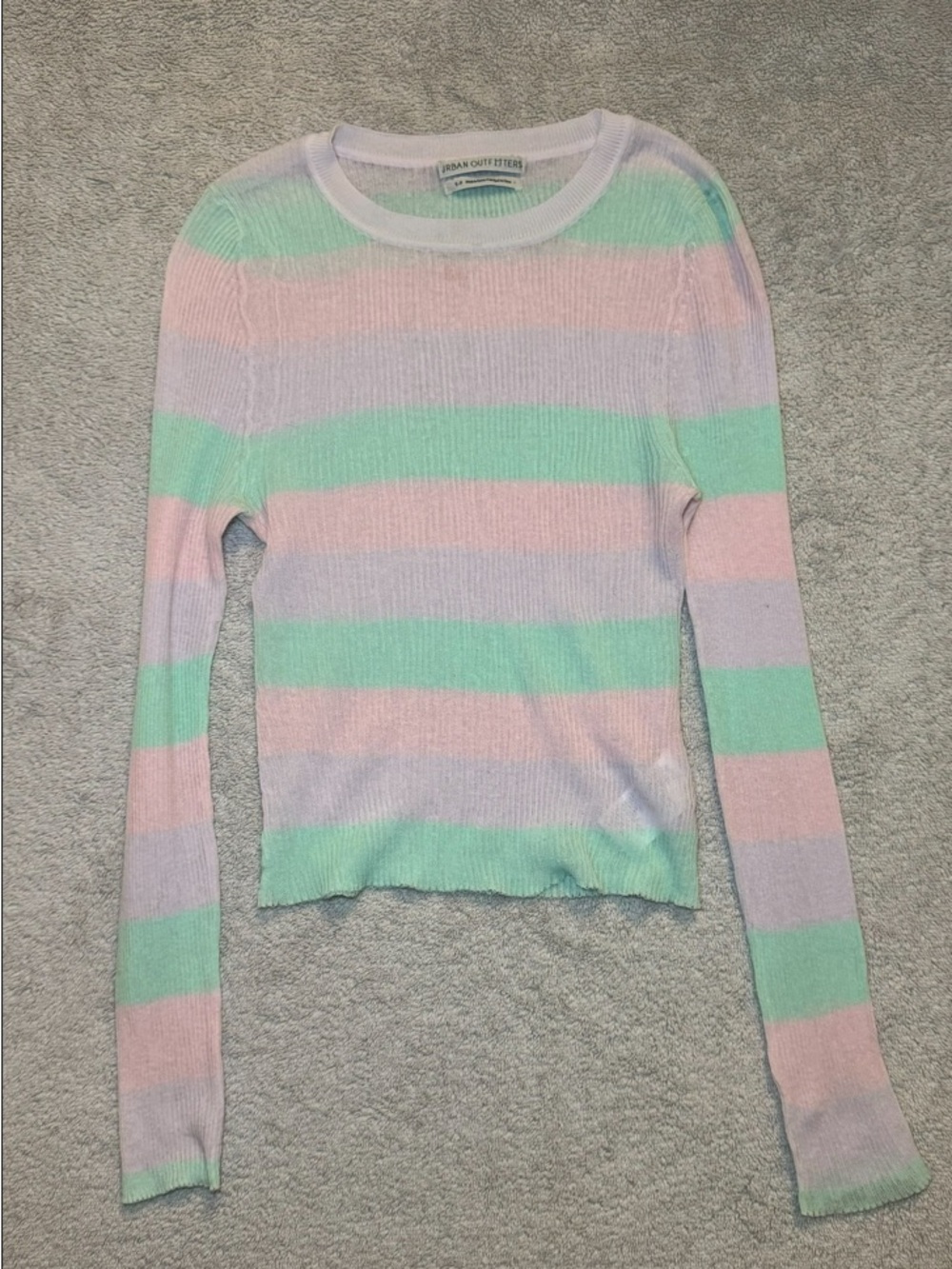 Urban Outfitters Mint and White Sheer Knit Top - Picture 3 of 6